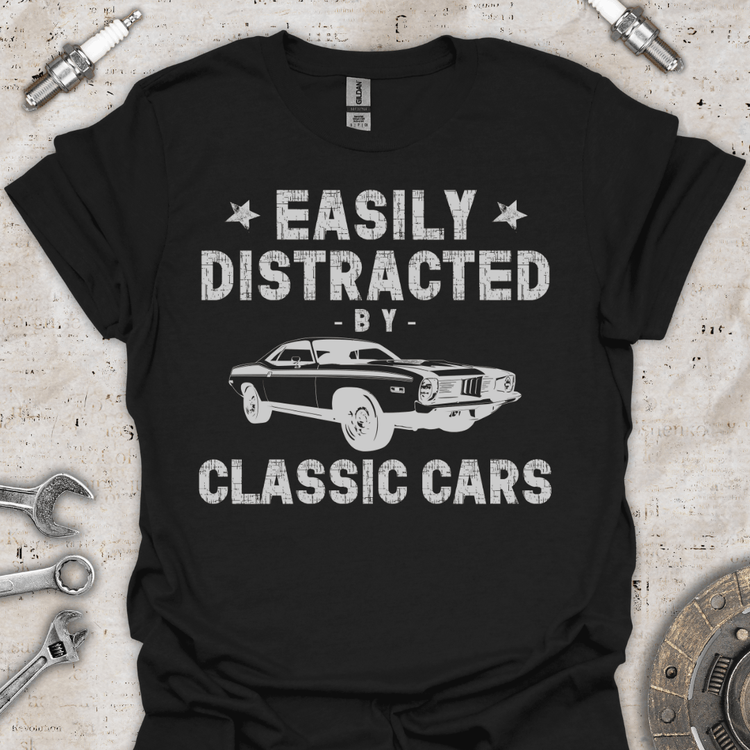 Easily Distracted by Classic Cars - Vintage T-Shirt - Car Threads