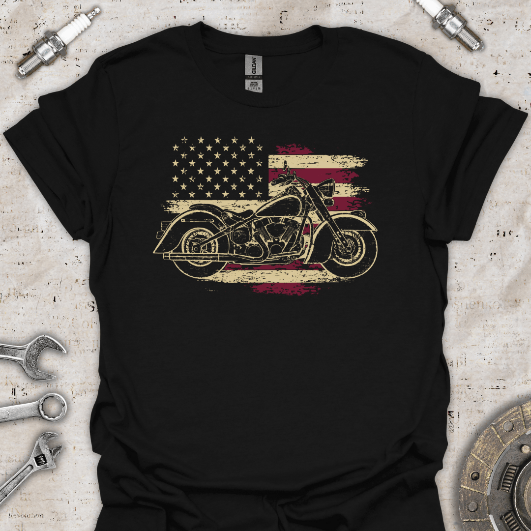 USA Flag Motorcycle T-Shirt - Car Threads