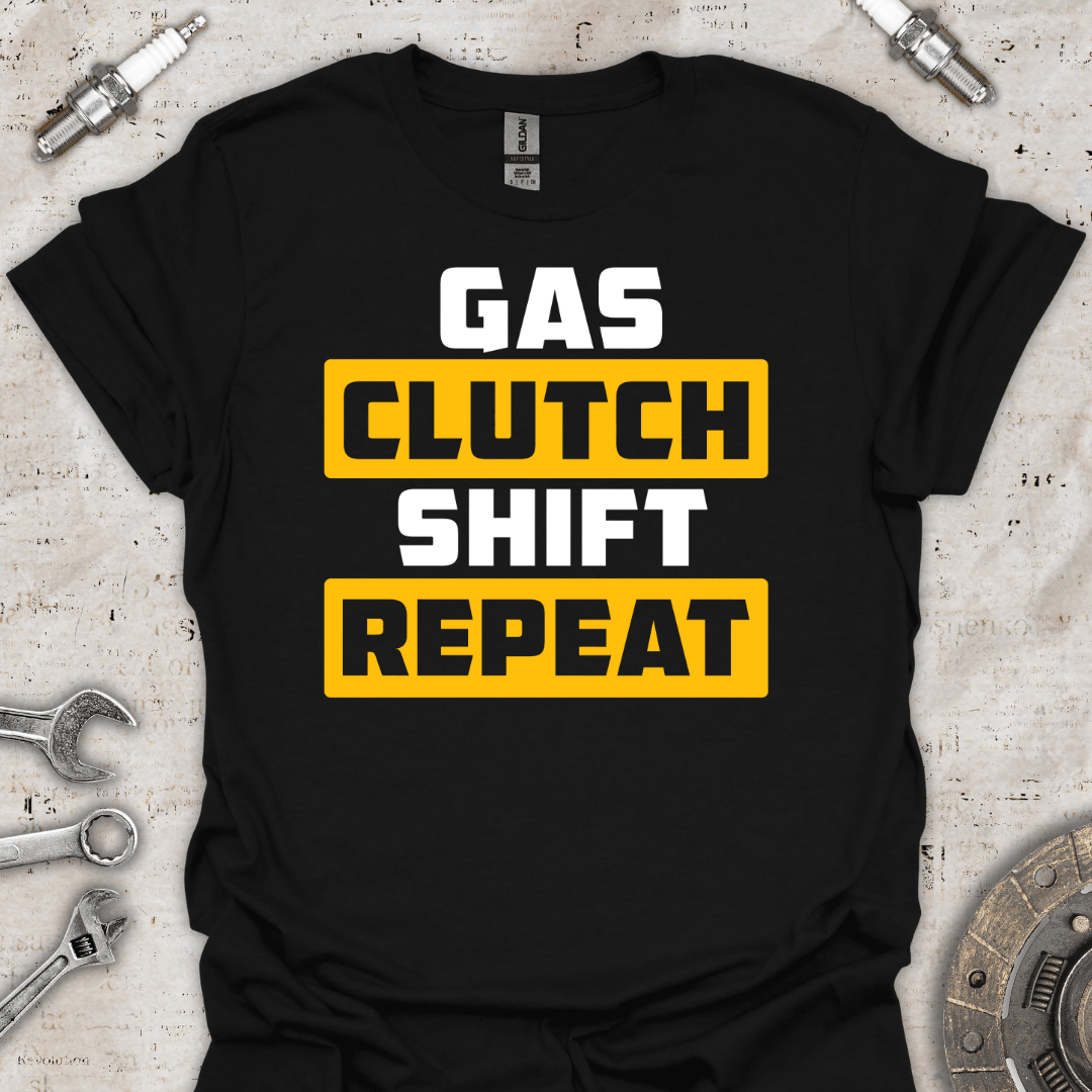 Gas Clutch Shift Repeat T-Shirt - Car Threads