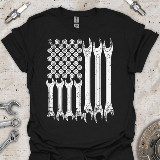 USA Flag Mechanic T-Shirt - Car Threads