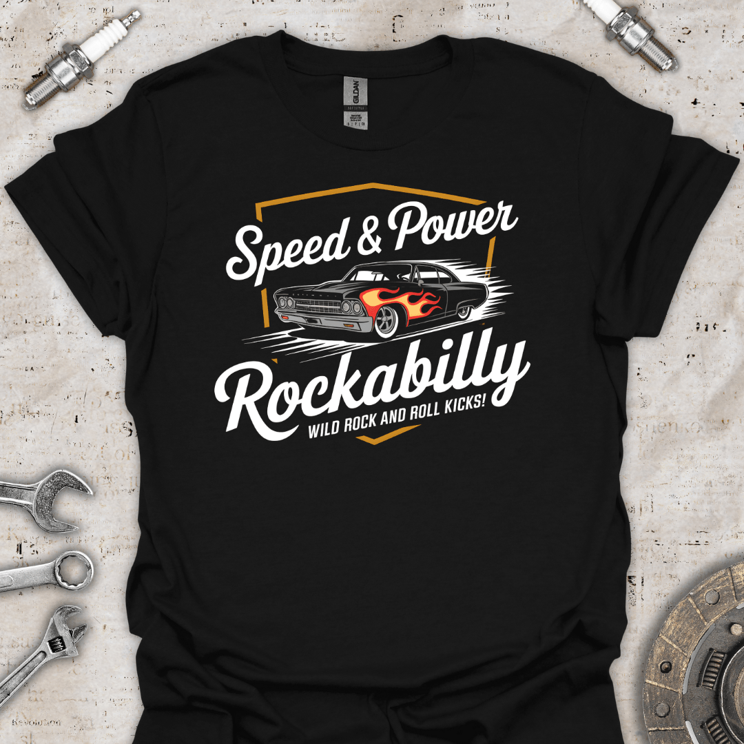 Rockabilly Speed & Power Wild Rock & Roll Kicks T-Shirt - Car Threads