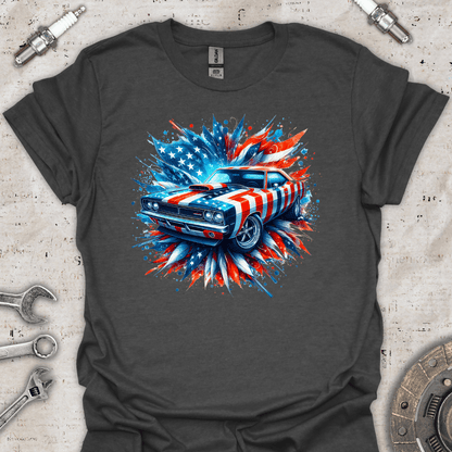 Classic Car T-Shirt with USA Flag Theme - Car Threads