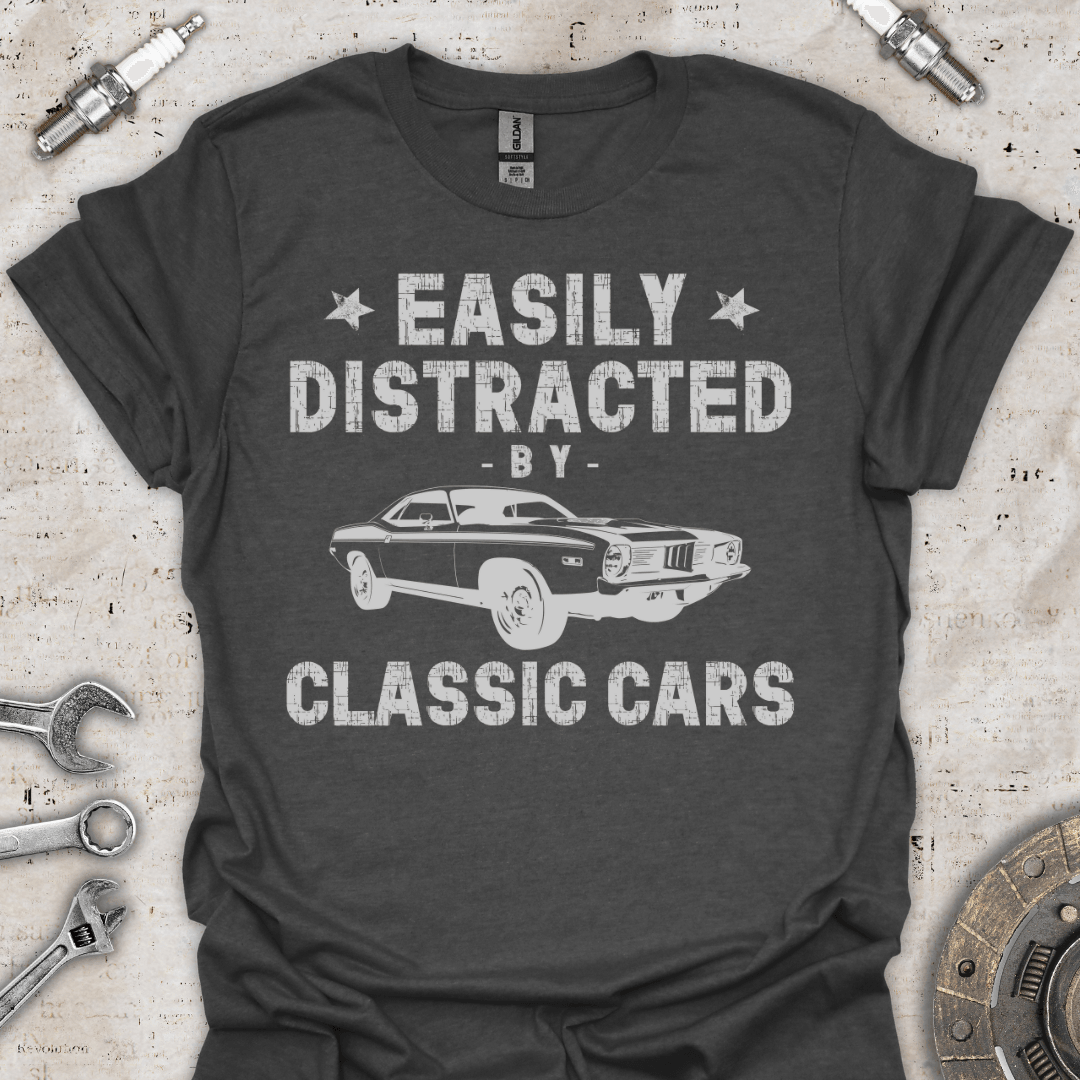 Easily Distracted by Classic Cars - Vintage T-Shirt - Car Threads