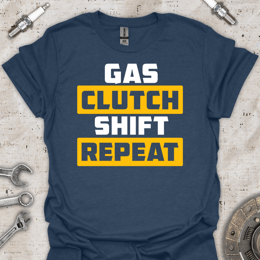 Gas Clutch Shift Repeat T-Shirt - Car Threads