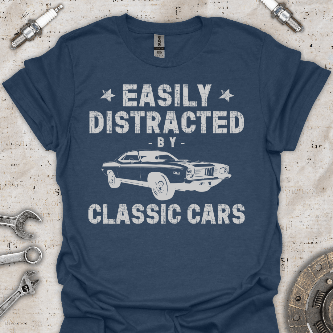 Easily Distracted by Classic Cars - Vintage T-Shirt - Car Threads