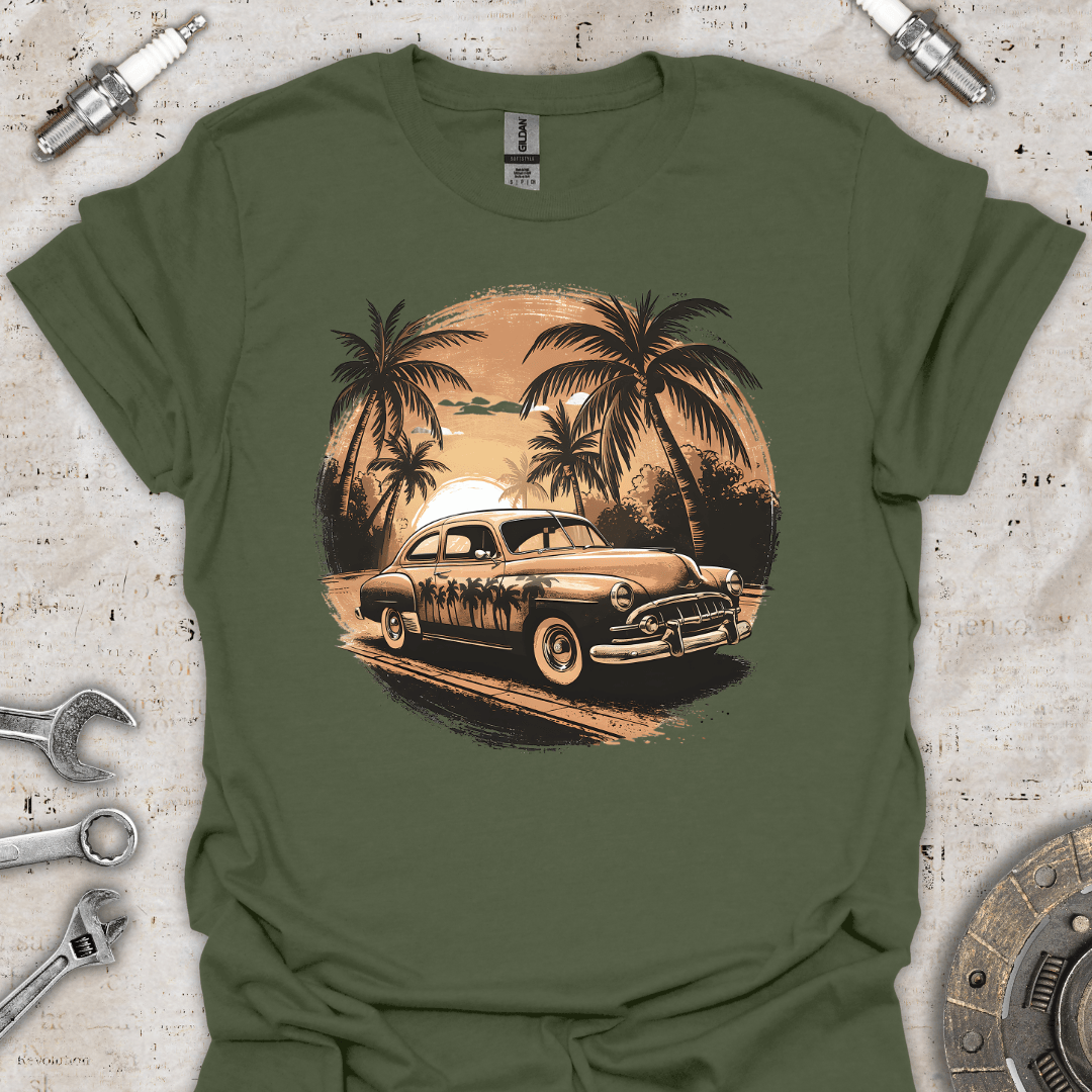 Classic Car Sunset Vibe T-Shirt - Car Threads