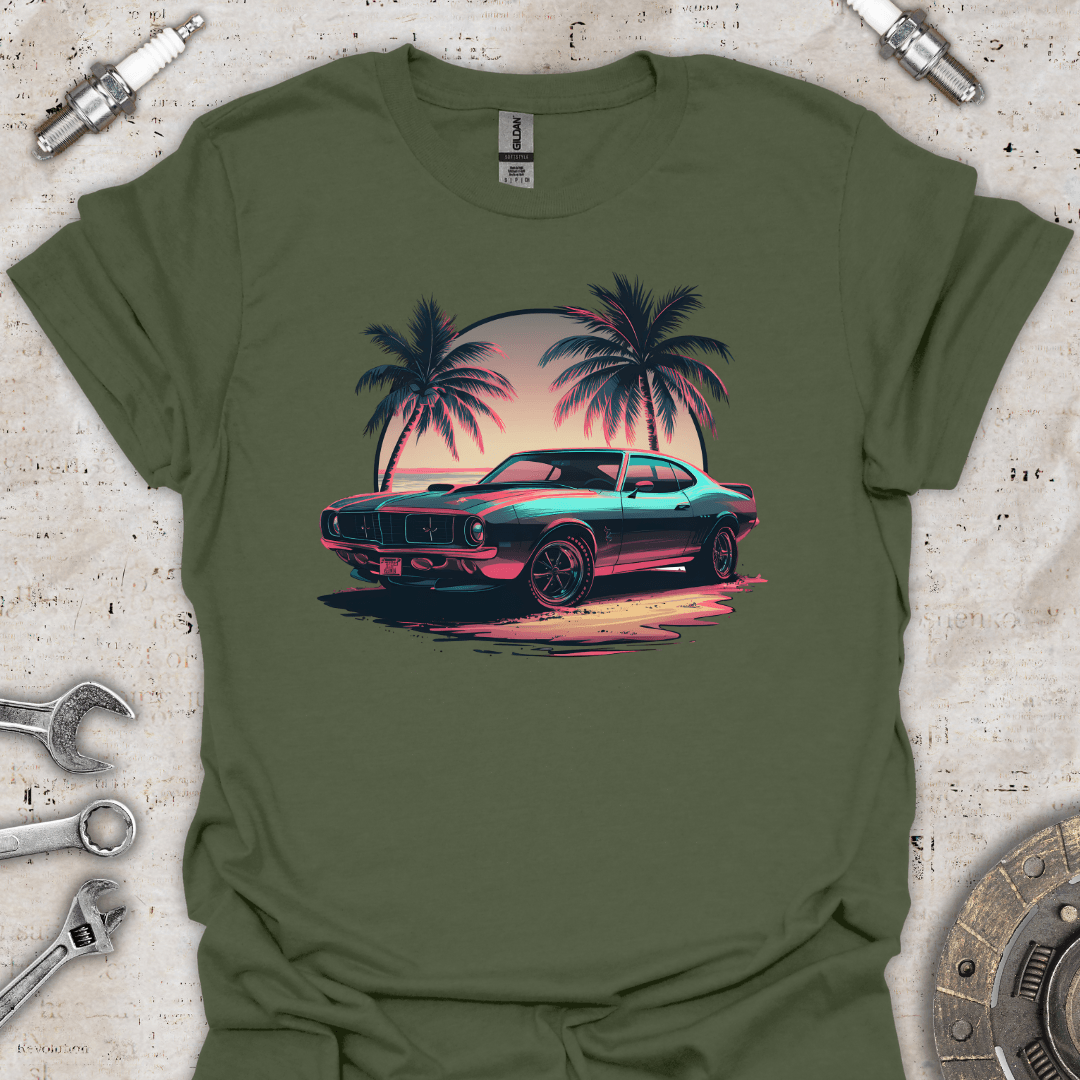 Classic Muscle Sunset Neon T-Shirt - Car Threads