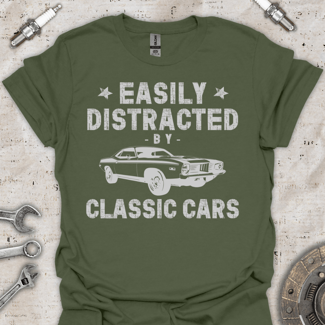 Easily Distracted by Classic Cars - Vintage T-Shirt - Car Threads