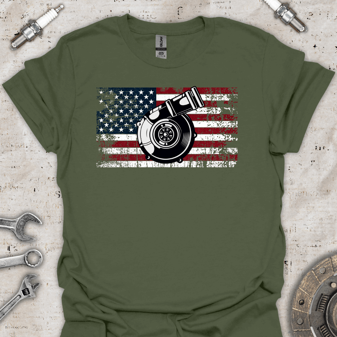 Turbo USA Flag T-Shirt - Car Threads