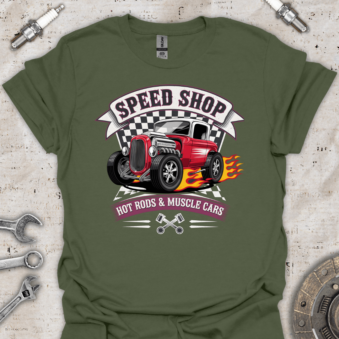 Speed Shop Hot Rods & Muscle Cars T-Shirt - Car Threads