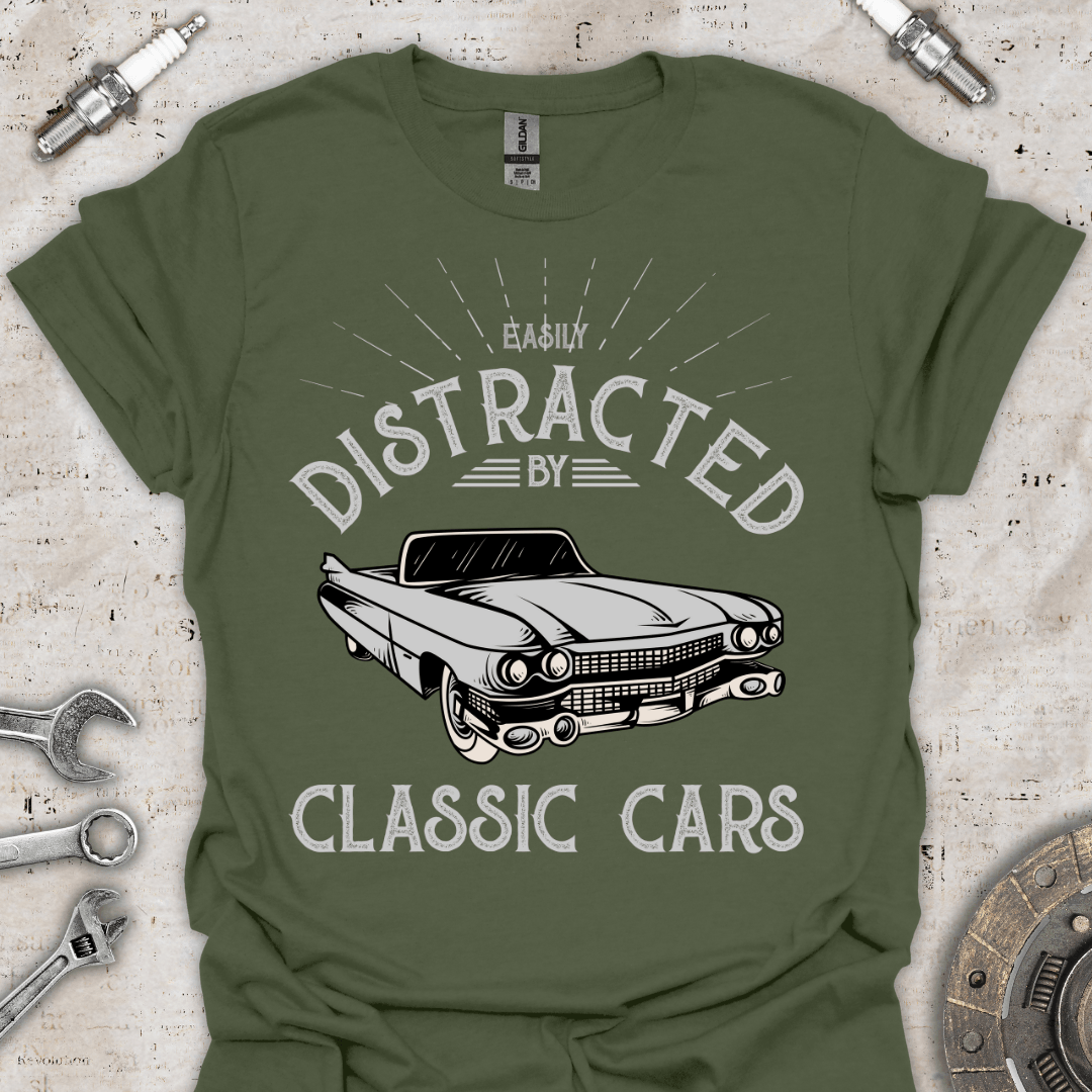 Easily Distracted by Classic Cars - Funny T-Shirt - Car Threads