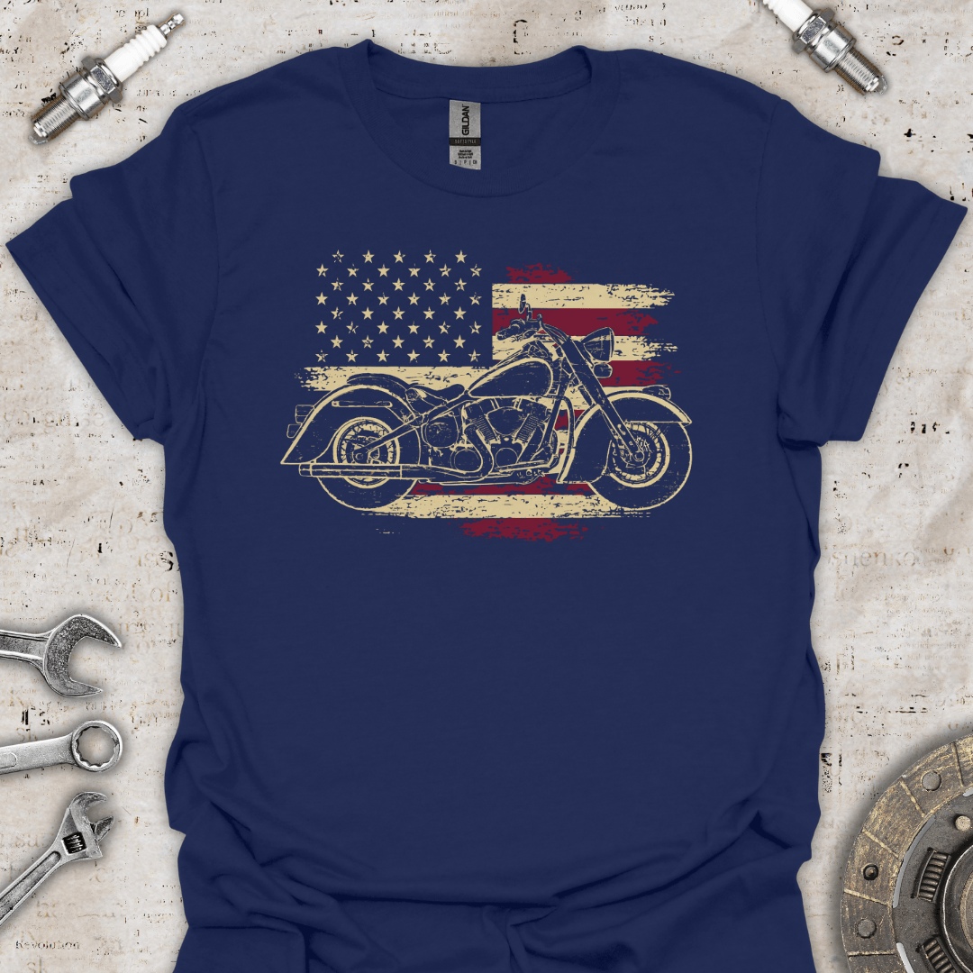 USA Flag Motorcycle T-Shirt - Car Threads