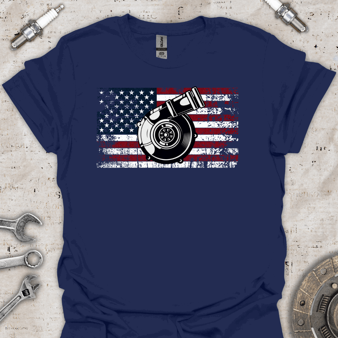 Turbo USA Flag T-Shirt - Car Threads