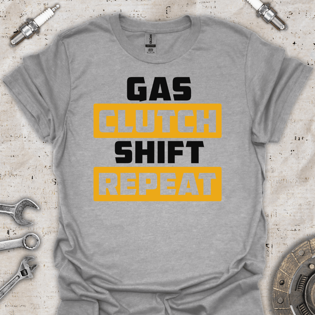 Gas Clutch Shift Repeat T-Shirt - Car Threads