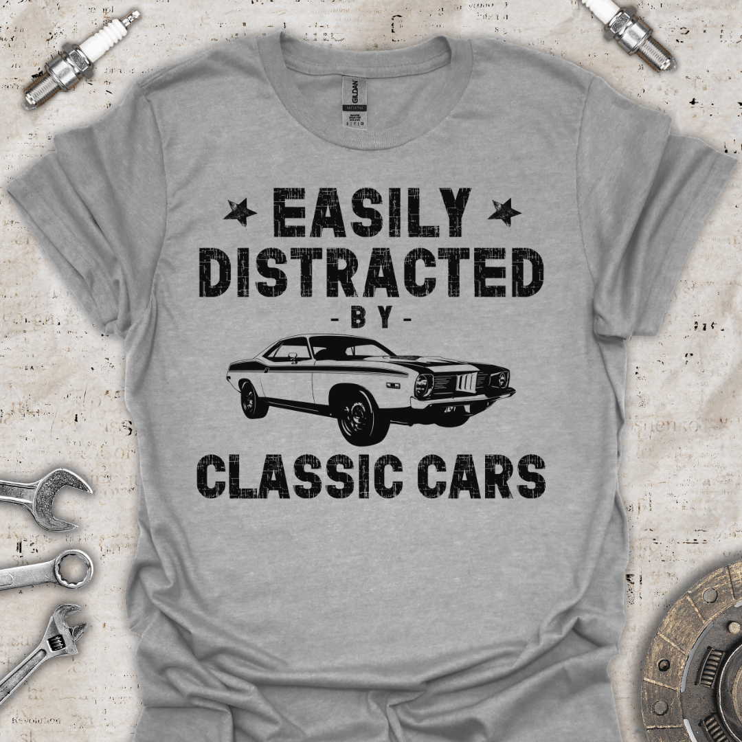 Easily Distracted by Classic Cars - Vintage T-Shirt - Car Threads