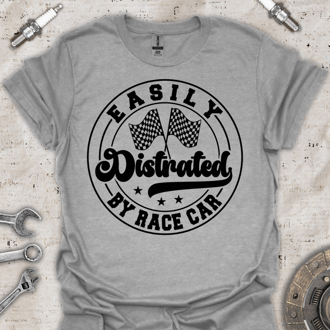 Easily Distracted by Race Cars T-Shirt - Car Threads