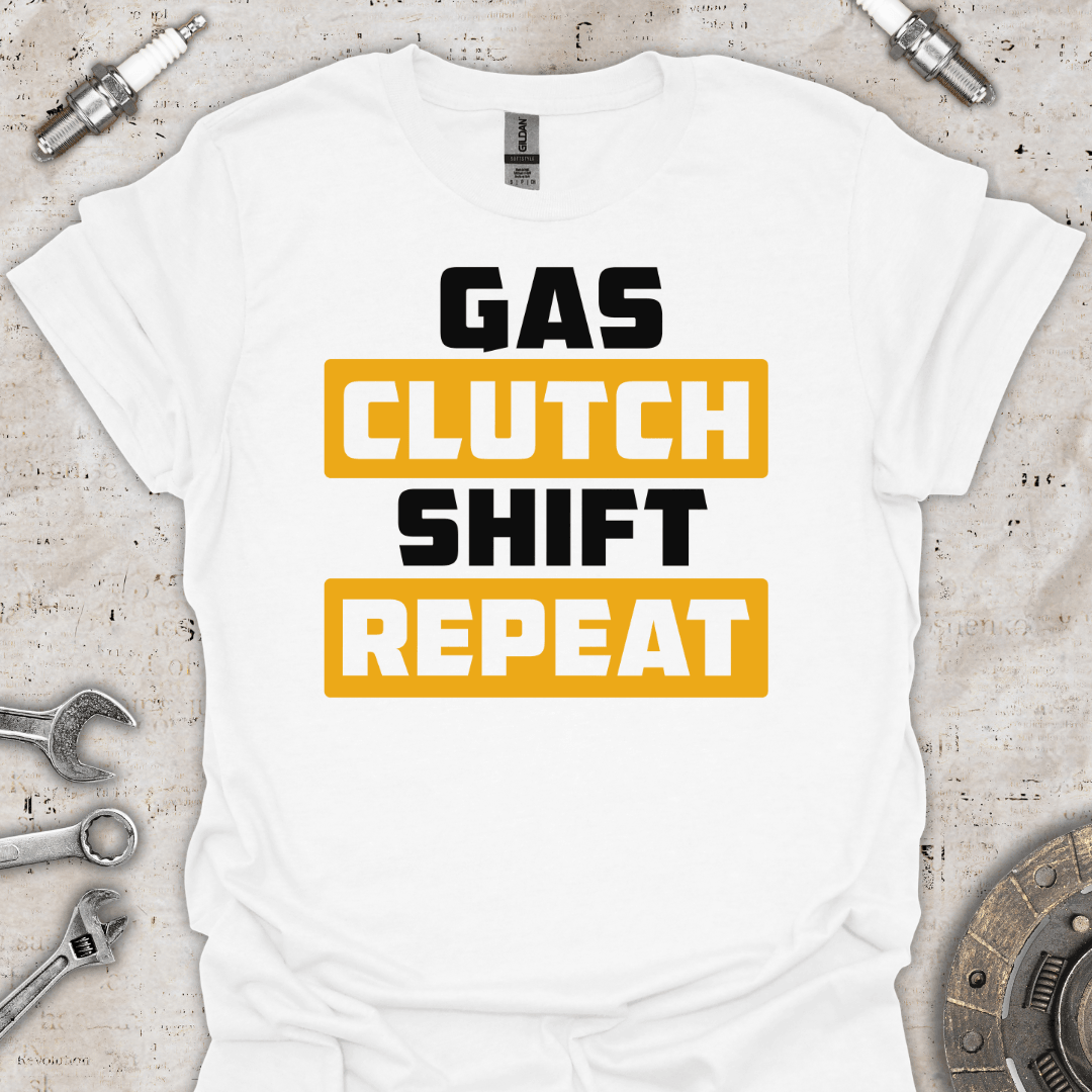 Gas Clutch Shift Repeat T-Shirt - Car Threads