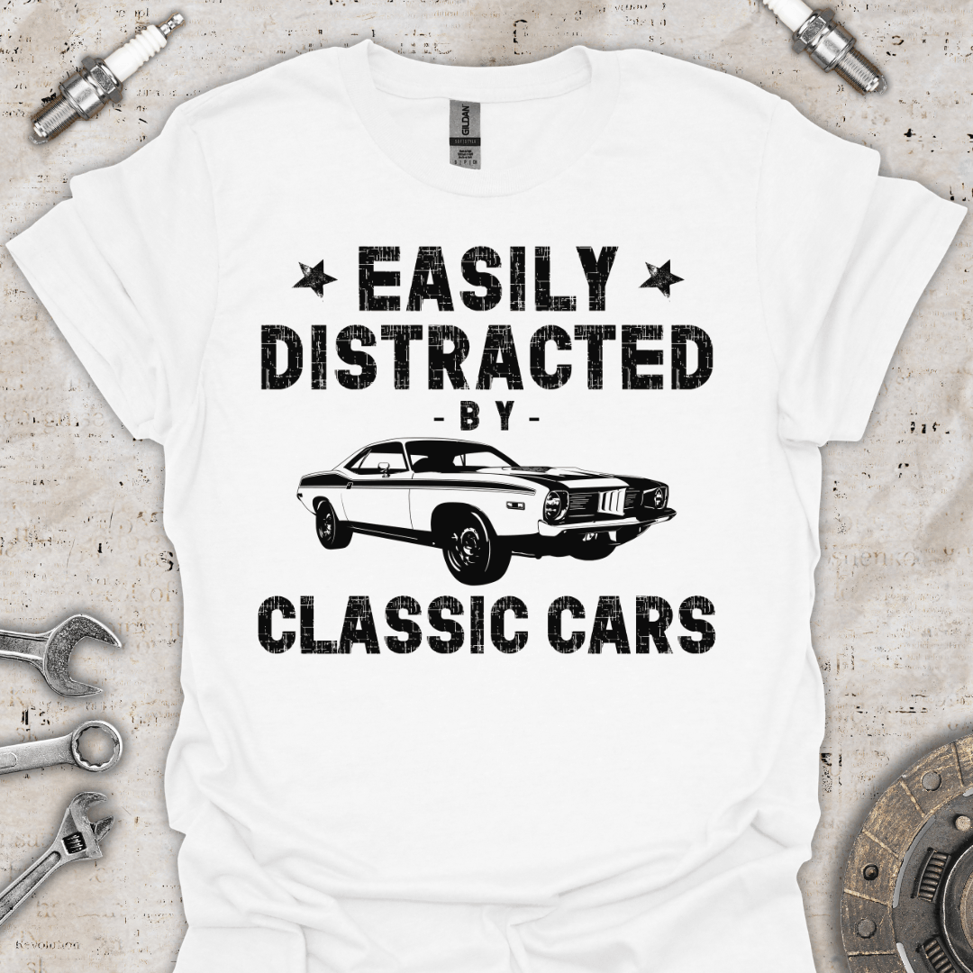 Easily Distracted by Classic Cars - Vintage T-Shirt - Car Threads