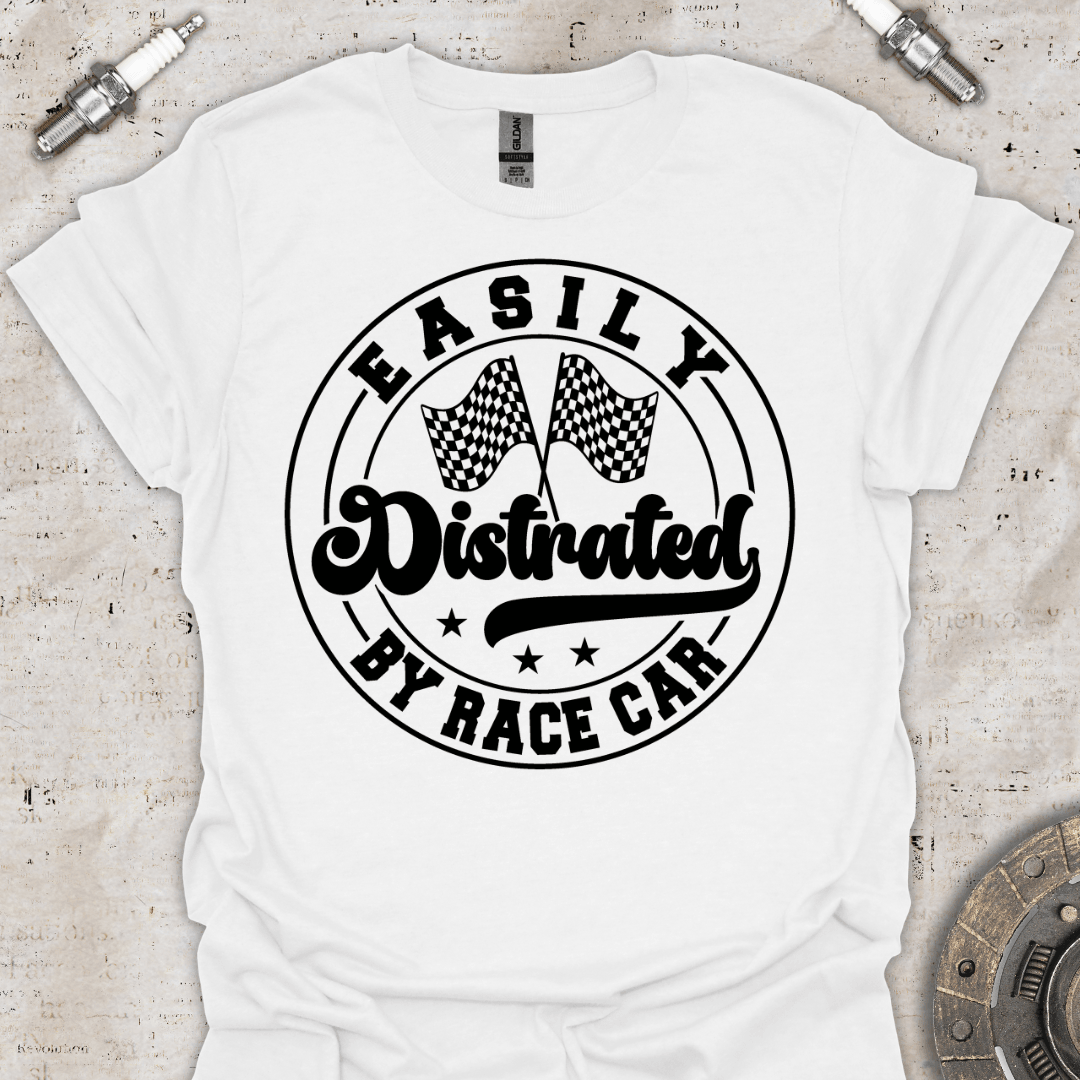 Easily Distracted by Race Cars T-Shirt - Car Threads